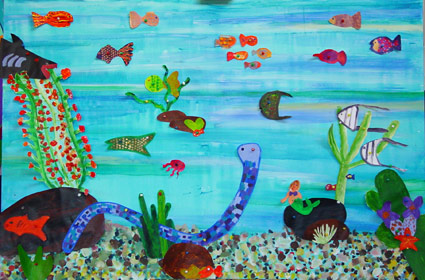 schilderworkshop moeder met drie kinderen