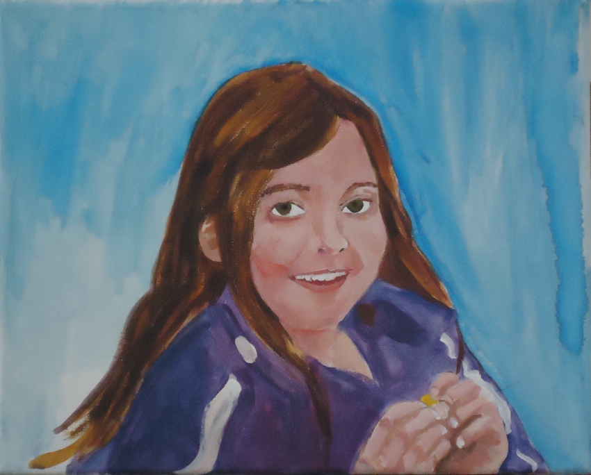 Geschilderd kinderportret tijdens een workshop portretschilderen