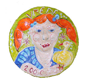 schaal,Vrede, klei en glazuur, &oslash; 45 cm