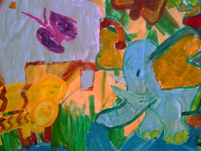 schilderij jungele geschilderd dorr kinderen bij atelie rvan biesbergen