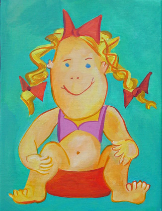 bolderkar met 2 kinderen een jongen en een meisjetummy tub kindje baby in bad kraamkado kinderkamerkunst schilderijtje met naam